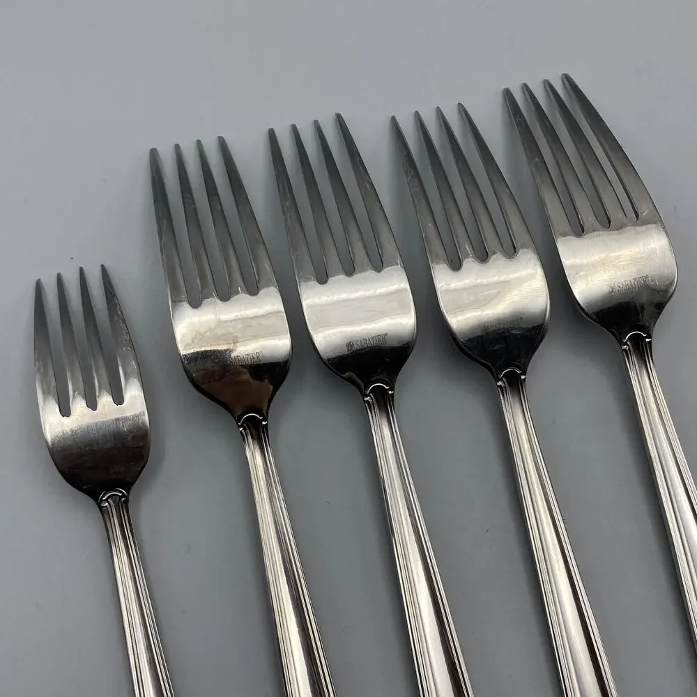 Sabatier‎ LOUVRE Stainless Flatware 5pcs Dinner Forks Salad Replacement